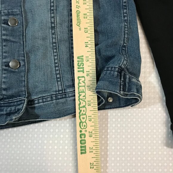 DIVIDED WOMENS DENIM JACKET WITH BLACK HOODIE UNDERLAY SIZE 12 - Picture 2 of 6